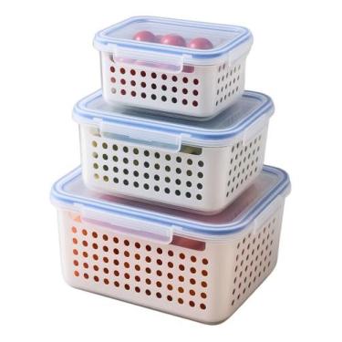 Imagem de Kit 3 Potes Herméticos Mantimentos Frutas Legumes Vedação - KF IMPORT