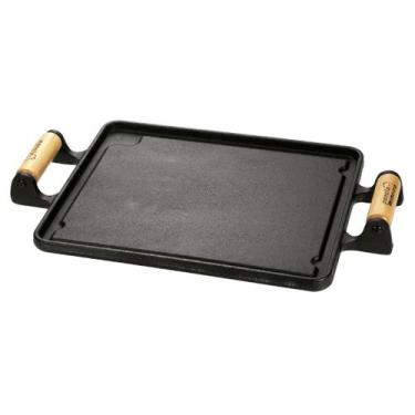 Imagem de Chapa Bifeteira em Ferro Fundido 30x30 cm com Alça de Madeira Fumil