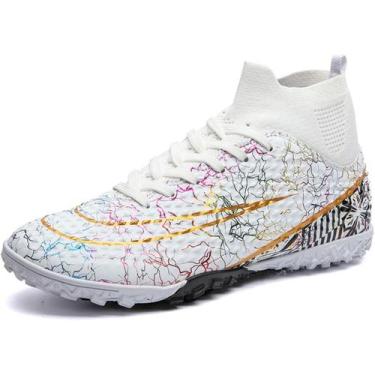 Imagem de Tênis de futebol masculinos de futebol com pontas longas, couro e borr