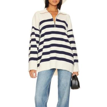 Imagem de Moletom casual listrado Miewenmogu de tamanho grande para mulheres