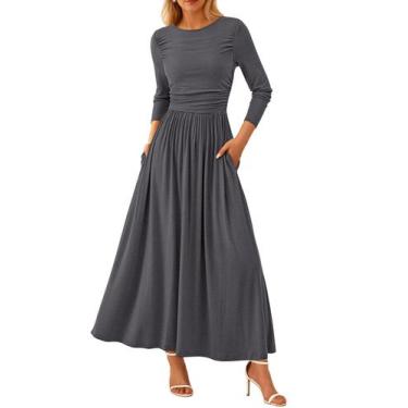 Imagem de Vestido longo feminino PRETTYGARDEN 2025, primavera, manga comprida