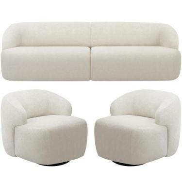 Imagem de Sofá 3 Lugares Curvo Orgânico Com 02 Poltronas Living 220cm Barolo L06