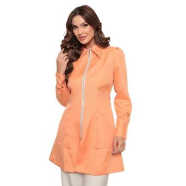 Imagem de Jaleco Feminino em Oxford Eli Zíper Manga Longa Coral - gardenia jalec