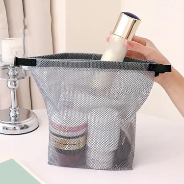 Imagem de Bolsa de armazenamento de grande capacidade, bolsa portátil de armazenamento de artigos de higiene pessoal de viagem, bolsa sacola com design mosquetão - cinza grande