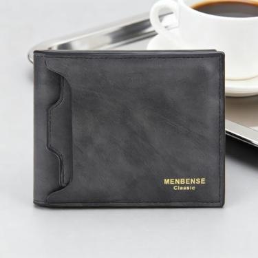 Imagem de Carteira masculina dobrável, 2 em 1, um porta-cartão removível e carteira fina de poliuretano com 8 compartimentos para cartão, 2 compartimentos para identidade, 2 compartimentos para dinheiro, 1