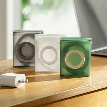 Imagem de 1 caixa organizadora de cabos portátil com tampa, estojo de armazenamento de acessórios eletrônicos, caixa de armazenamento de cabos transparente