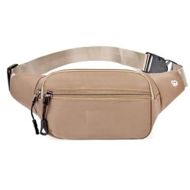 Imagem de Pochete transversal para homens e mulheres, bolsa de cintura grande, bolsa de quadril com alça ajustável para atividades ao ar livre, treino, viagem, corrida, Caqui, One Size, cáqui