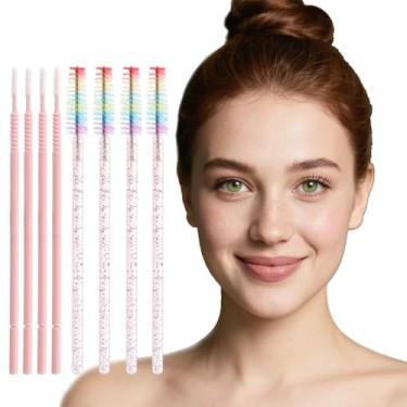 Imagem de Kit de suprimentos de extensão de cílios com 150 peças, 50 pincéis descartáveis para rímel e 100 pincéis descartáveis de microcotonete (kits rosa arco-íris)