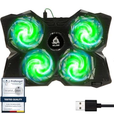 Imagem de KLIM Wind Laptop – Mais de 500.000 unidades vendidas – Novo 2023 – O mais potente ventilador de resfriamento de ação rápida – Suporte para laptop com 4 ventiladores de refrigeração a 1200 RPM – Ventilador USB – PS5 PS4 – Verde