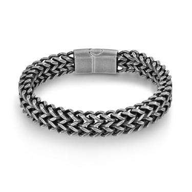 Imagem de Oskani Pulseira masculina de corrente de aço inoxidável para homens, pulseiras de elos cubanos, tamanho 8,66" (22 cm) serve em tamanhos de pulso (17,3-18,5 cm), 22cm/8.66", Aço inoxidável, Sem Pedra