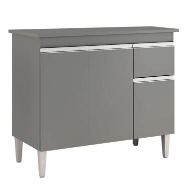 Imagem de Balcão De Cozinha Tatiane 95cm Cinza Com Tampo Mdp - Ajl Móveis Cinza