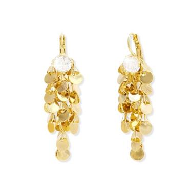 Imagem de Sonateomber Brincos de argola pendentes de strass de metal dourado, lustre moderno multicamadas, acessórios de formatura, joias modernas, presente, Latão, Zircônia cúbica