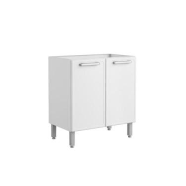 Imagem de Balcão de Cozinha em Aço 80 cm 2 Portas Gourmet Bertolini, Branco