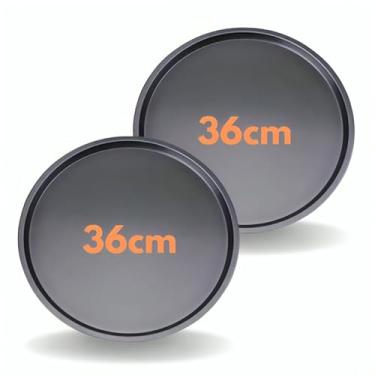 Imagem de Kit 2 Forma De Pizza Assadeira Redonda 36cm Antiaderente Grande Resistente Salgado Pão de Queijo