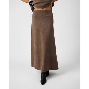 Imagem de WEWOREWHAT Saia suéter feminina, Marrom, PP