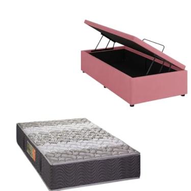 Imagem de Cama Box Baú Blindada com Colchão de Espuma Orthopedic - Solteiro 88x188 (SUEDE ROSA)