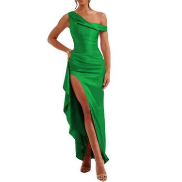 Imagem de Vestido de noite Alphirkut Vestido de baile longo plissado para mulher