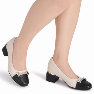 Imagem de Sapato Scarpin Piccadilly Tamanho:39;Cor:Branco+Preto