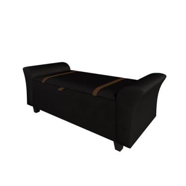 Imagem de Recamier Baú Banco 120cm Moderno Cama Solteiro/casal Premium Sapateira Estofado Organizador Design Elegante E Sofisticado (Preto)