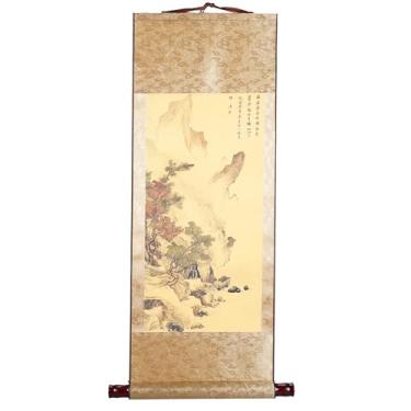 Imagem de Chiorgone Pintura em rolo de tinta Tang Yin - Decoração de parede de arte de paisagem chinesa da dinastia Ming - Pergaminho para pendurar escritório doméstico asiático tradicional.