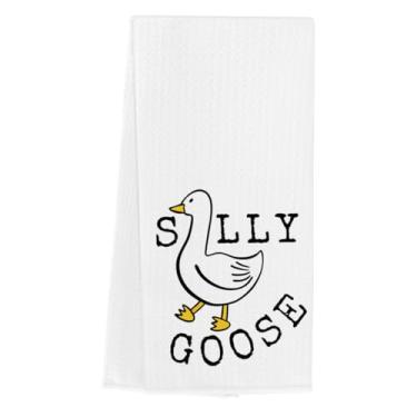 Imagem de WINGTECA Engraçado Silly Goose Toalhas de cozinha presentes de ganso para mulheres homens amigos anfitriã fofo waffle tecer chá toalhas de prato para casa cozinha banheiro decorativo 35 × 58
