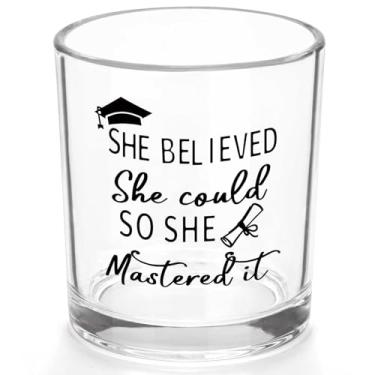 Imagem de Presentes de formatura para ela, She Believed She Could So She Did Copo de uísque, parabéns, presentes motivacionais inspiradores para mulheres, presente de parabéns, 293 ml