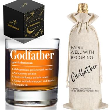 Imagem de Innfueunun Conjunto de presentes de copo e vinho de uísque Godfather para homens, presentes de pedido de padrinho, presente de aniversário de Natal para padrinhos