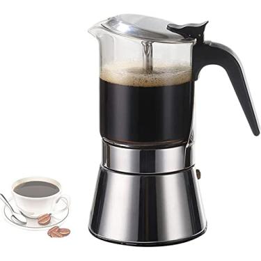 Imagem de Máquina De Café Expresso Com Tampo De Vidro De Cristal E Fogão De Aço Inoxidável, Cafeteira Italiana Clássica, Pote Moka - 4/6/9 Xícaras (copo Expresso = 40ml),Coffee Lover Gifts,4-Cups