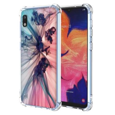 Imagem de WEIOUHR Capa para celular Galaxy A10 Samsung A10 transparente TPU macio, design de padrão abstrato, leve resistente a choques e arranhões, para Samsung Galaxy A10 (azul escuro)