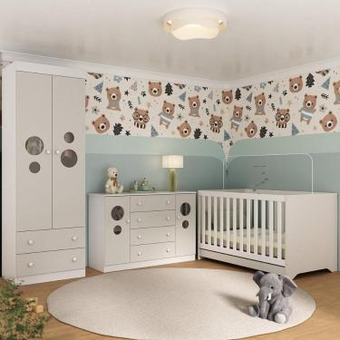 Imagem de Quarto de Bebê Completo com Berço Americano 3 em 1 Pirulito Multimóveis MP4625