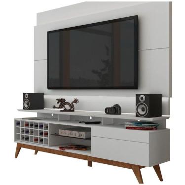 Imagem de Rack Com Painel Para Tv 60 Polegadas Branco Classic +ad Com Led - Imcal Móveis