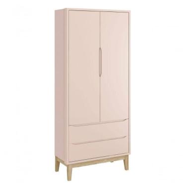 Imagem de Guarda-roupa Retrô 2 Portas Classic New Rosa Fosco Com Natural - Moveisaqui