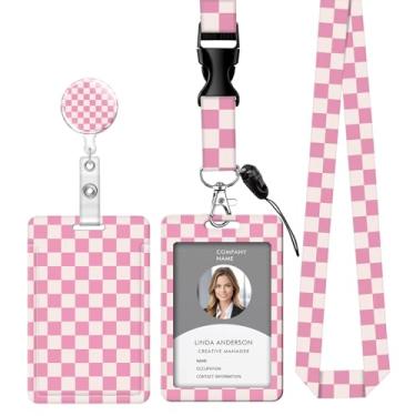 Imagem de Cordão retrátil para crachá de identificação com clipe e chaveiro, ajustável, bonito carretel de separação, durável, perfeito para mulheres enfermeiras, professoras, trabalhadoras de escritório