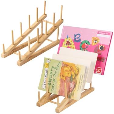 Imagem de OMISTAR 2 estantes para quarto de criança, prateleira de madeira para livros ilustrados de 5 camadas, mini estante para escritório em casa, escola, suporte de exibição compacto, fácil de montar