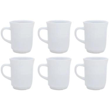 Imagem de Jogo 6 Caneca Americana Porcelana Lisa Branca Xicara 220ml - HR Porcel