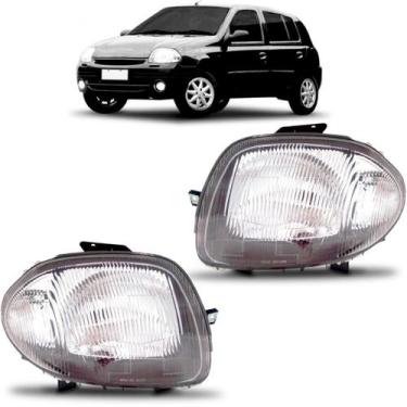 Imagem de Par Farol Clio 1999 A 2001 Cromado Foco Simples - VIC