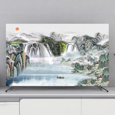 Imagem de Capa de TV Cobertura contra poeira para TV interna 32-80 polegadas Capas de televisão/computador para pendurar/desktop/protetor de tela curva Fabic para LCD, LED, capas planas de monitor de