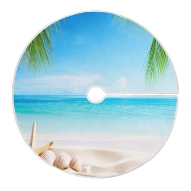 Imagem de Blueangle Saia de árvore de Natal para praia ensolarada de 90 cm - poliéster macio e resistente a rugas, decoração de férias para festas de Natal, árvore festiva e decoração de casa (153)