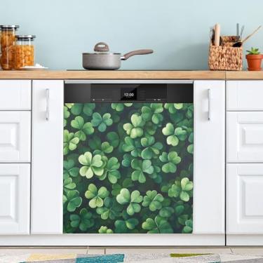 Imagem de ATTX Capa magnética para lava-louças do trevo do Dia de São Patrício, 58,4 cm C x 66 cm A, decoração da capa da máquina de lavar louça, decalques para armários domésticos e eletrodomésticos adesivos
