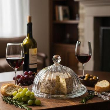 Imagem de Queijeira Melina Vidro 14cm Mini Prato Cúpula Para Servir - Hauskraft
