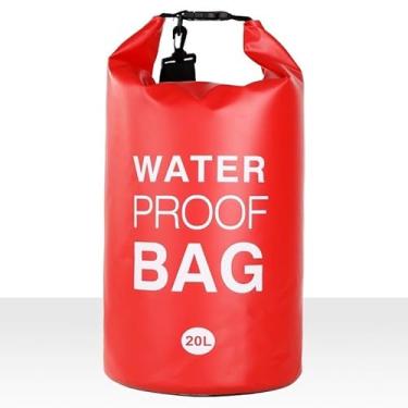 Imagem de Bolsa Impermeável Saco Estanque 2/5/10/15/20/30L para Camping, Pesca, Caiaque, Praia e Natação – Dry Bag à Prova d’Água(Vermelho)