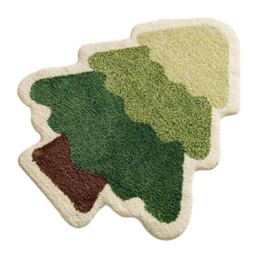 Imagem de Tapete de banho de Natal, caxemira sintética antiderrapante 40 * 60 cm, tapete de porta macio e fofo com 6 formas temáticas de Natal para decoração de casa de banho, chuveiro
