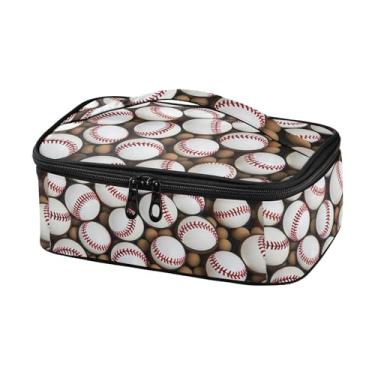 Imagem de Wassud Lancheira pequena de bolas de beisebol lisas portátil para homens e mulheres, bolsa térmica reutilizável com alça para escritório, praia, viagens