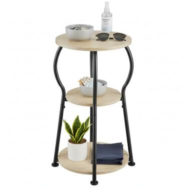 Imagem de Mesa de canto redonda pequena, mesa lateral de berçário de 3 andares, mesas de canto redondas para sala de estar, canto, escritório, quarto, mesa lateral de café, mesas laterais pequenas para espaços