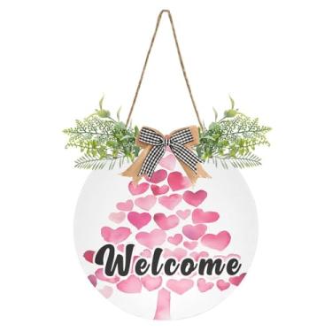 Imagem de YETTASBIN Placa de boas-vindas de Natal, amor, coração, árvore, placa à prova d'água, para pendurar na parede, guirlanda de alpendre decorativa para inauguração de casa, quintal, jardim, decoração de