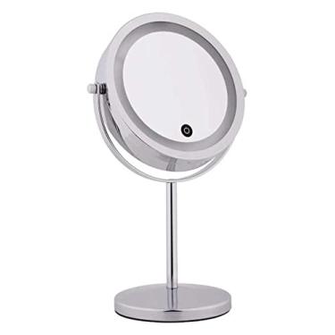 Imagem de Espelhos de banheiro Espelho de maquiagem iluminado - Espelho de maquiagem de dupla face com ampliação de 1x/10x, espelho cosmético com ampliação de 18 cm, alimentada por 7 polegadas, vaidade de
