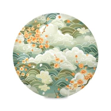 Imagem de Wassud Jogo americano verde claro ondulado tapetes de mesa redondos para cozinha e jantar tapetes laváveis resistentes ao calor decoração de mesa 39 cm