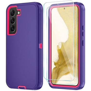 Imagem de ONOLA Capa de telefone para Samsung Galaxy S22 Plus com protetor de tela HD, resistente, à prova de choque e à prova de quedas, capa de telefone para Galaxy S22 Plus de 6,6 polegadas, roxo rosa