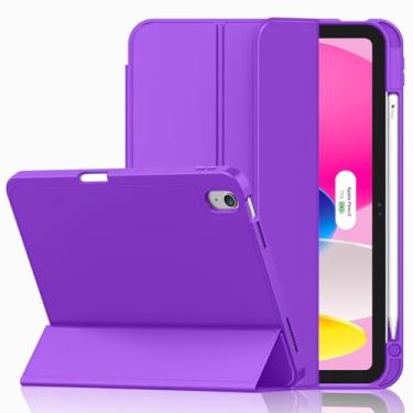 Imagem de iMieet Capa para iPad (A16)/iPad 10ª geração [11 polegadas 2025/10,9 polegadas 2022], capa inteligente com suporte de três dobras com suporte para lápis e parte traseira de TPU macio, suporta Touch ID