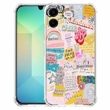 Imagem de malegaon Colagem de palavras populares com citações positivas independentes, capa completa de TPU macio moderno para Samsung Galaxy A06 transparente